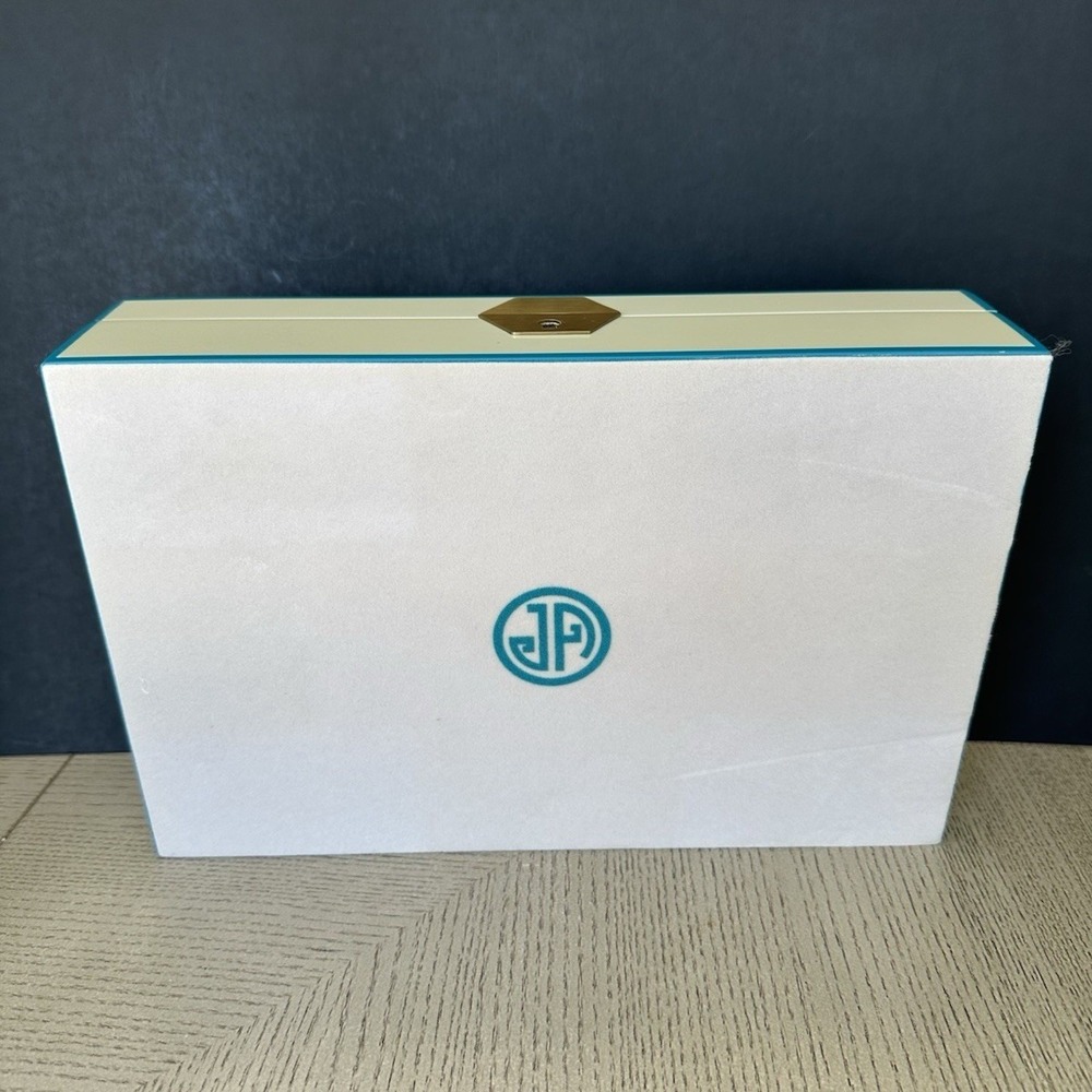 Jonathan Adler Blue Green Lacquer Jewelry Box Velvet Interior New Unused - Picture 8 of 11